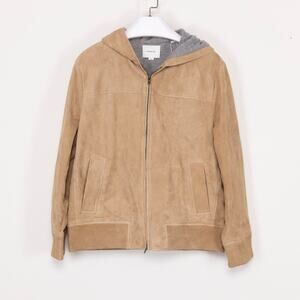 Vince Women Hooded Suede Jacket Sable Size M